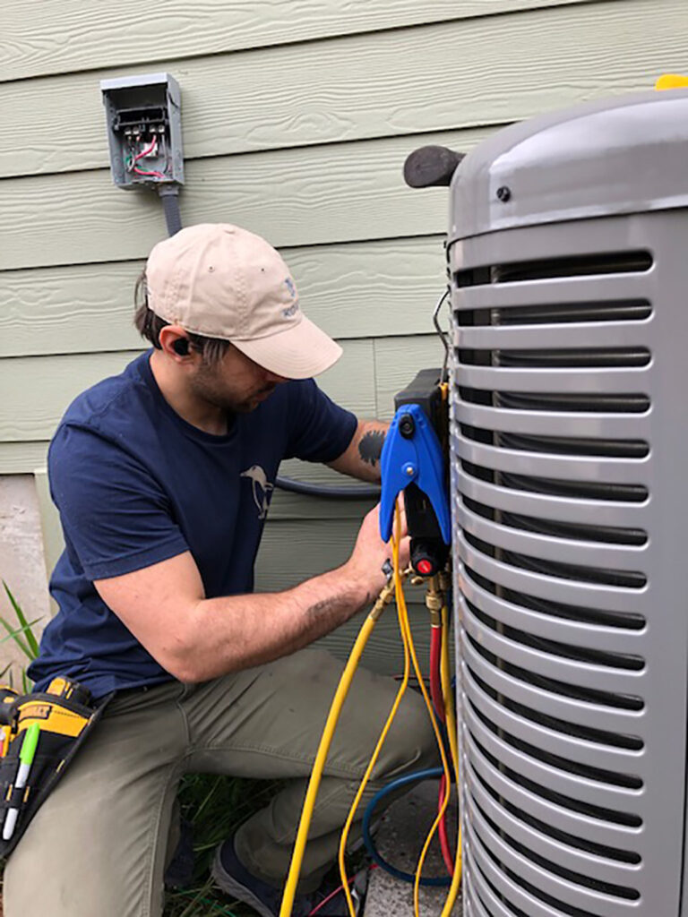 service your furnace and AC preventative HVAC maintenance outdoor condenser inspection